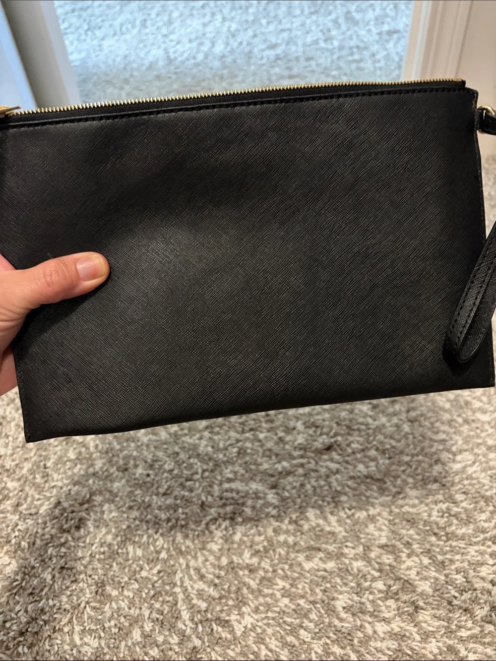 Michael Kors Black Leather Gold-Stud Wristlet Clutch
